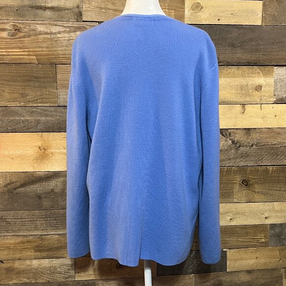 Lands End Light Blue Cardigan Sweater, Large 14-16 zipper pull/slider missing - Picture 7 of 10
